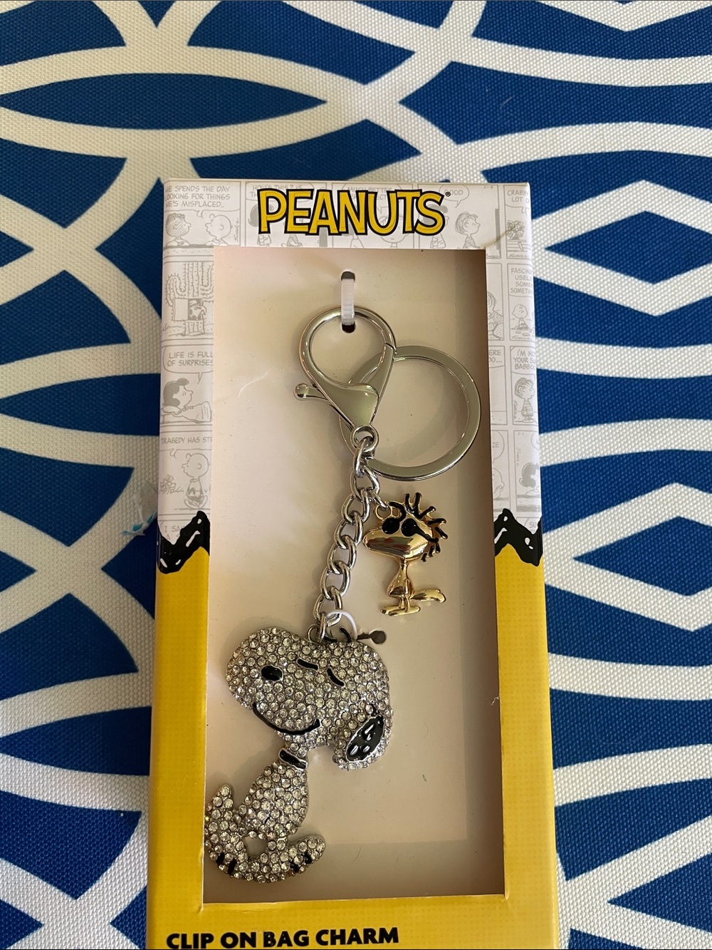 Peanuts Silver and Gold Rhinestone Snoopy & Gold Woodstock Keychain by Peanuts